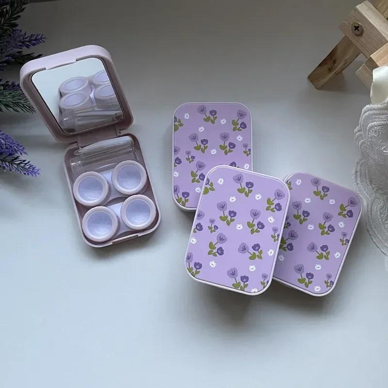 Korean Beauty Contact Lens Case Purple Contact Lens Box Travel Contact Lens Container Box Set