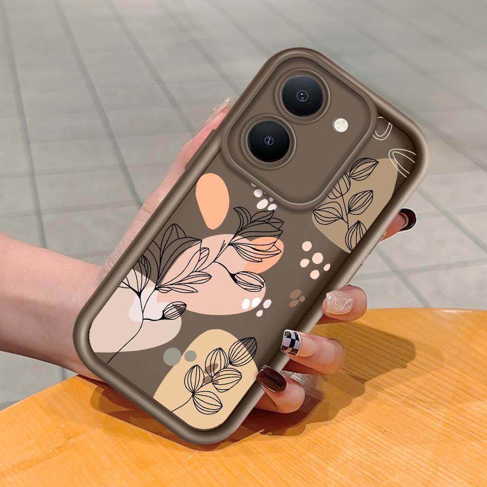 Soft Silicone Square Ladder Printing Pattern Phone Casing Full Cover Camera Shockproof Protection Rubber Case for Vivo