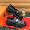 Men's Glossy Leather Thick-Soled Loafers - British Style Slip-On, Large Size, for Spring & Autumn