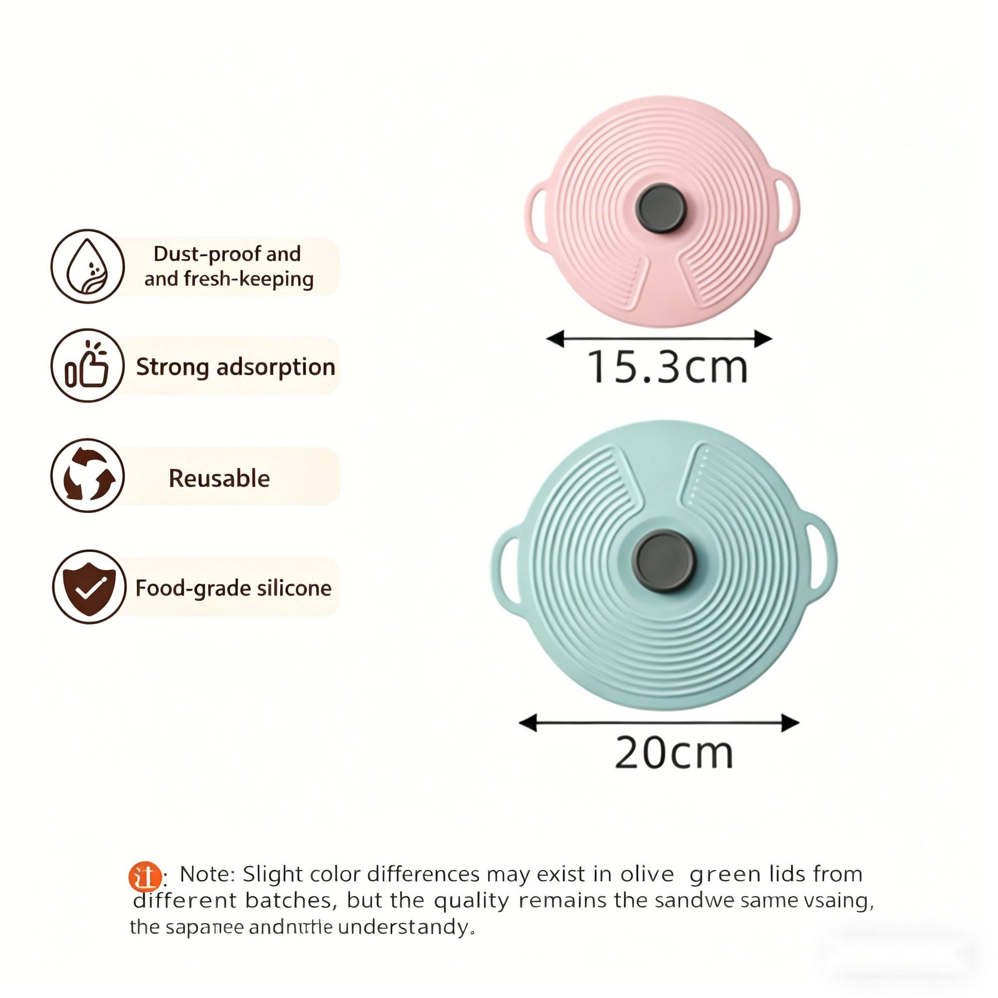 

Food-Grade Silicone Pot Lids with Handle Airtight Suction Silicone Lid Set Heat-Resistant Reusable for Pots Kitchen Cooking