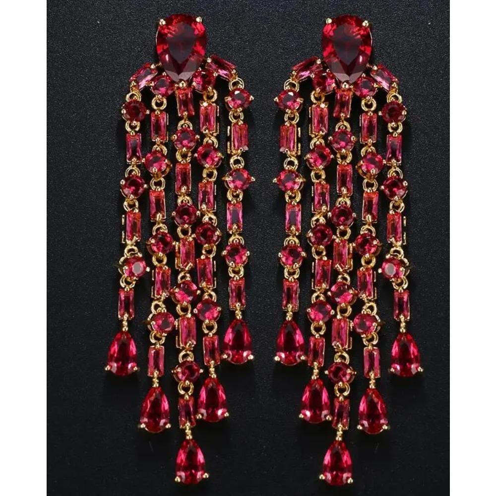 Emmaya Luxury Long Earrings For Women Wedding Party AAA Clear Cubic Zirconia Tassel Earrings Party Wedding