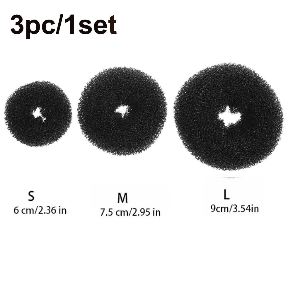 1-3Pcs Plate Hair Donut Bun Maker Rollers DIY Magic Elastic Foam Sponge Princess Hair Accessories Hair Styling Tools S/M/L Black