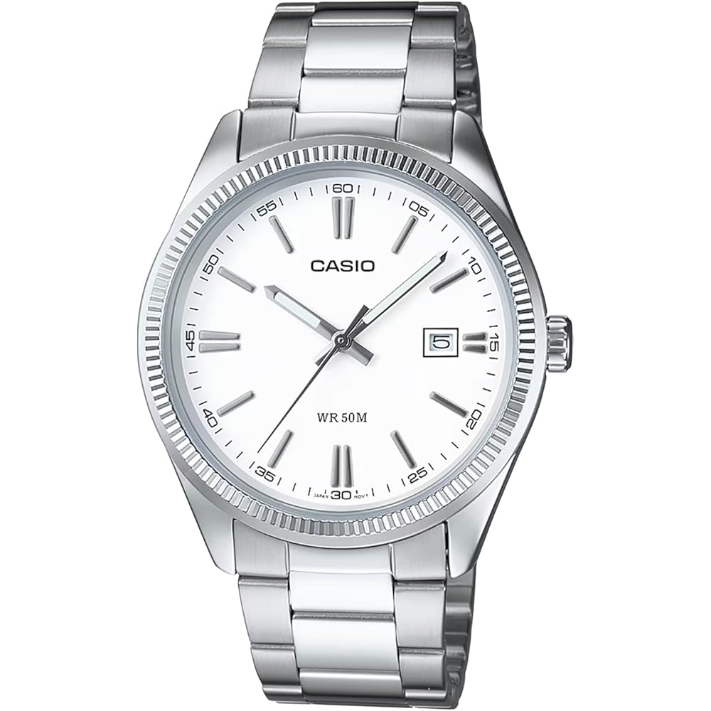 Casio MTP-1302D-7A1V Analog Quartz Men s Watch Silver Metal Band White Dial