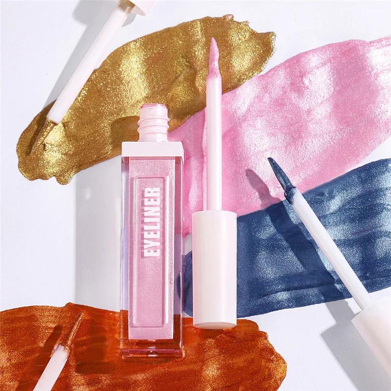 12 Colors Waterproof Metallic Liquid Eyeliner Long-lasting Green Gold Blue Sweatproof Quick-drying Eyeliner Pencil Eyes Makeup
