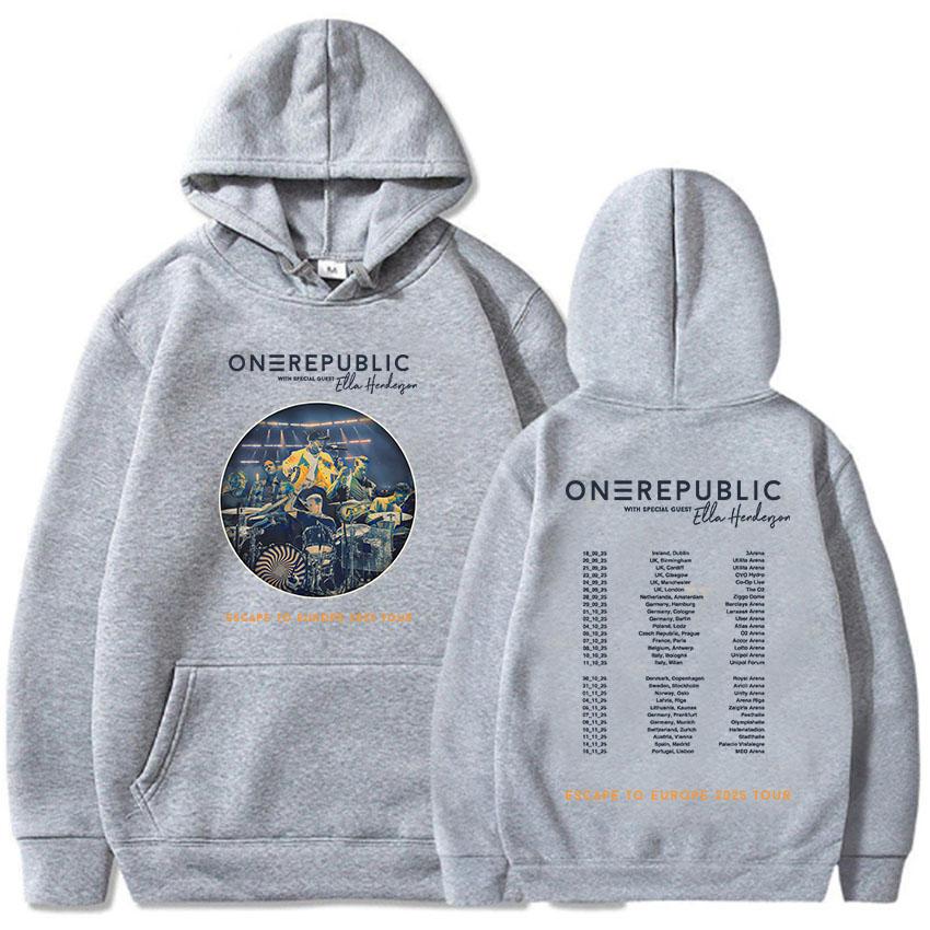 OneRepublic Escape To Europe 2025 Tour Hoodies Autumn Fleece Casual Male Sweatshirts Long Sleeve Band Printing Sudaderas Unisex