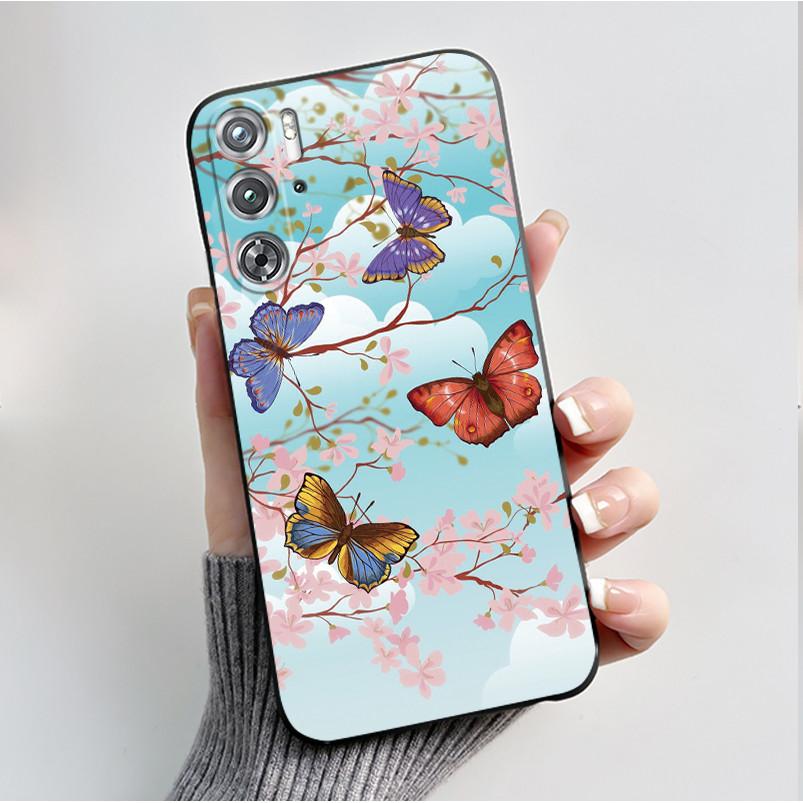Per ZTE nubia Red Magic 9 Magic9 9S Pro Plus 5G Custodia Moda Farfalle Fiori Sottile Nera Morbida TPU Retro Opaco Copertura Protettiva