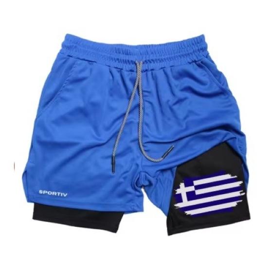 Greece Flag Camouflage Muay Thai Kick Boxing Shorts Men Women Unisex Casual Sportswear Double Layer Quick Dry Training Sport Gym Fitness Workout