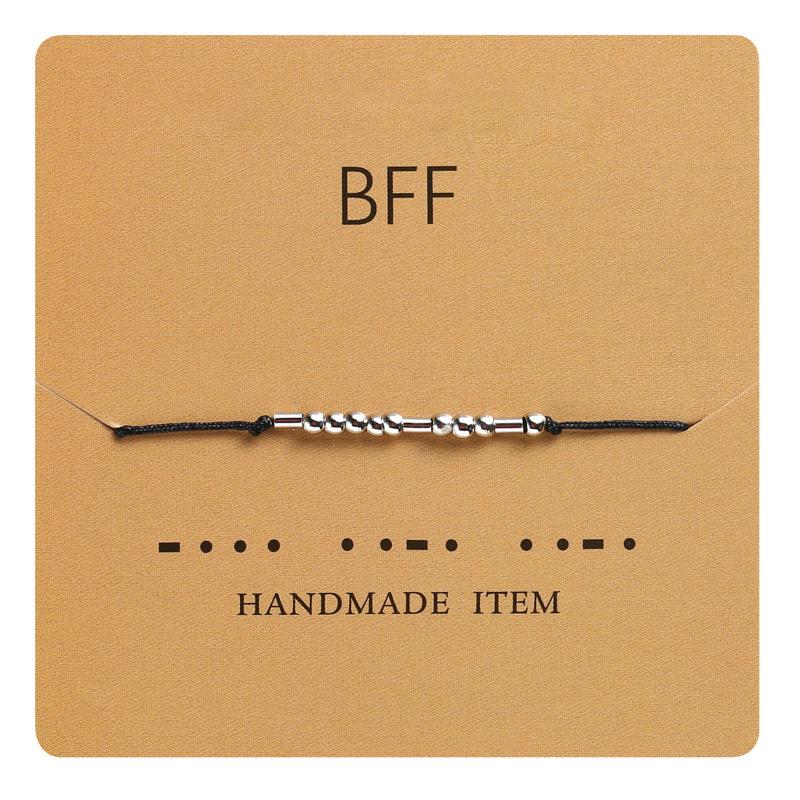 I Love You Morse Code Letter Charm Bead Bracelets Friend Family Never Give Up Keep Going BFF Hope Hand Woven Adjustable Bracelet