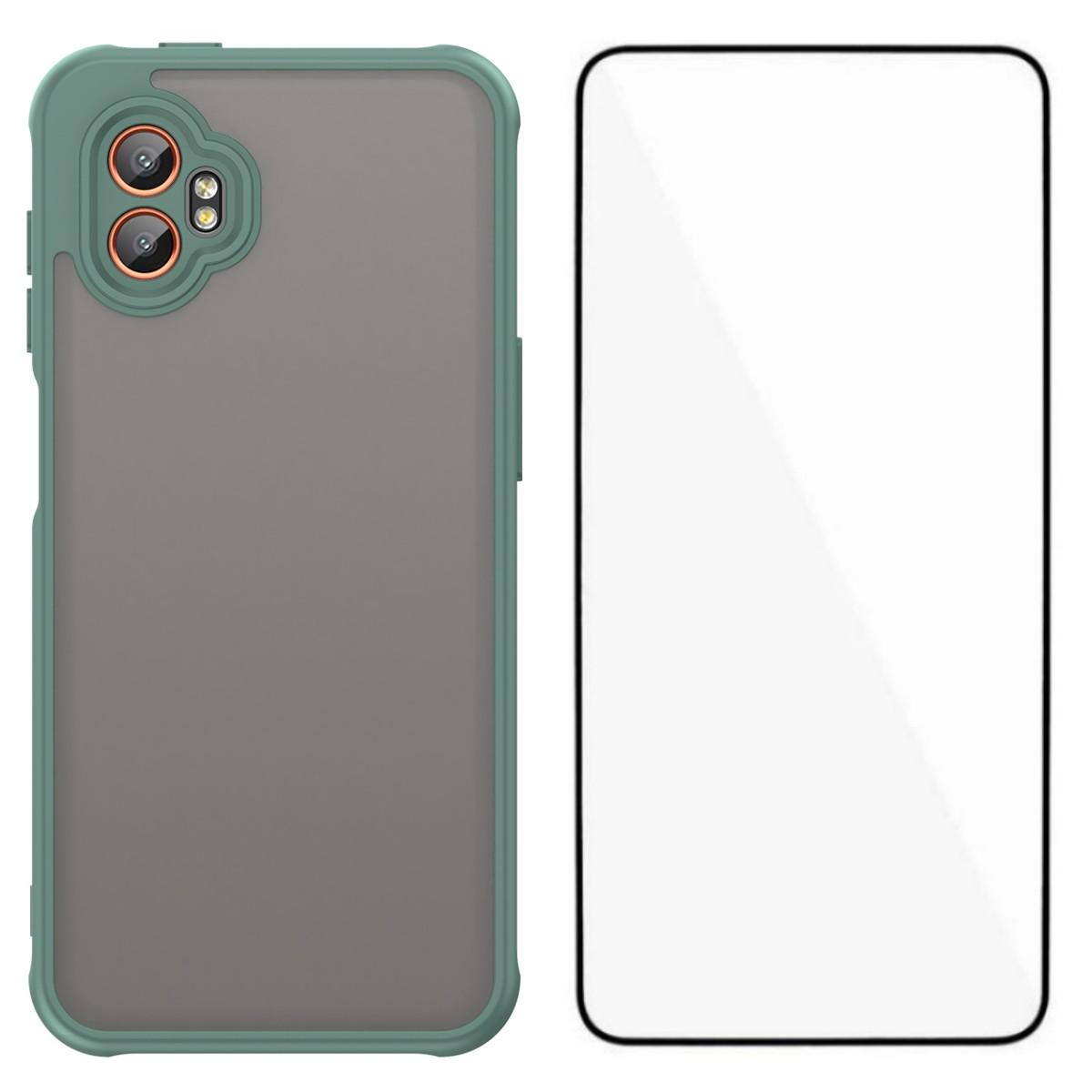 

Чехол для Samsung Galaxy XCover7 Pro с защитной пленкой WANLONFENG Серия FD Матовый TPU PC Задняя крышка для телефона Green