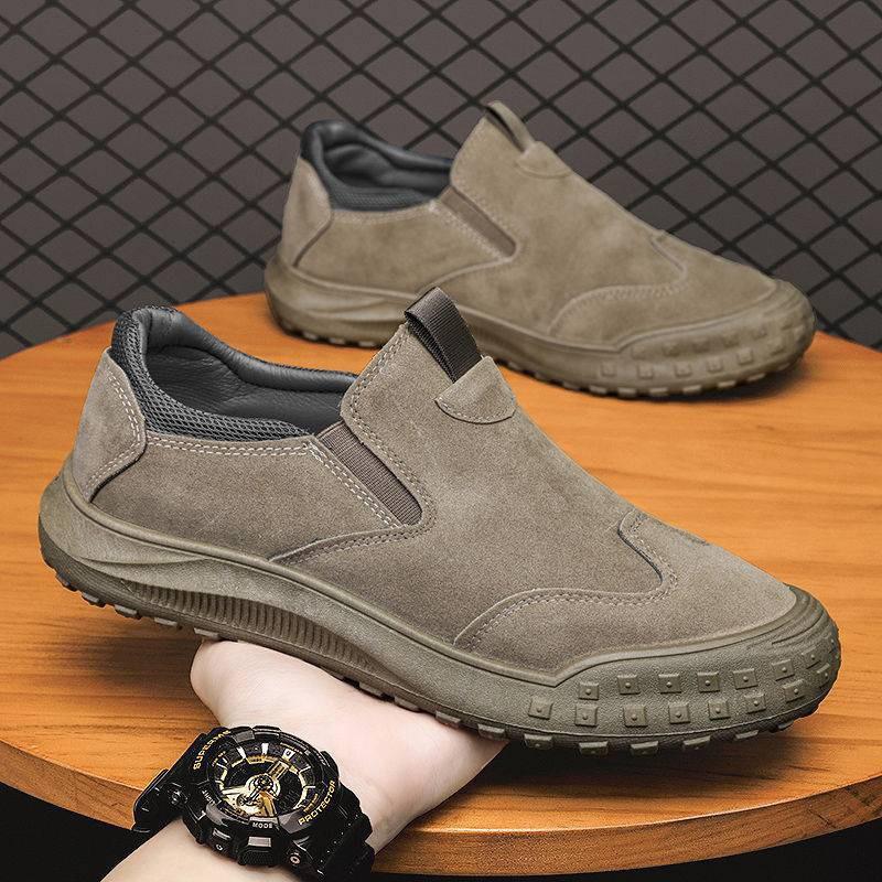 2025 Autumn New Casual Men's Shoes One-pedal Shoes Leather Surface Breathable Versatile Soft Sole Lazy Shoes Light Work Shoes