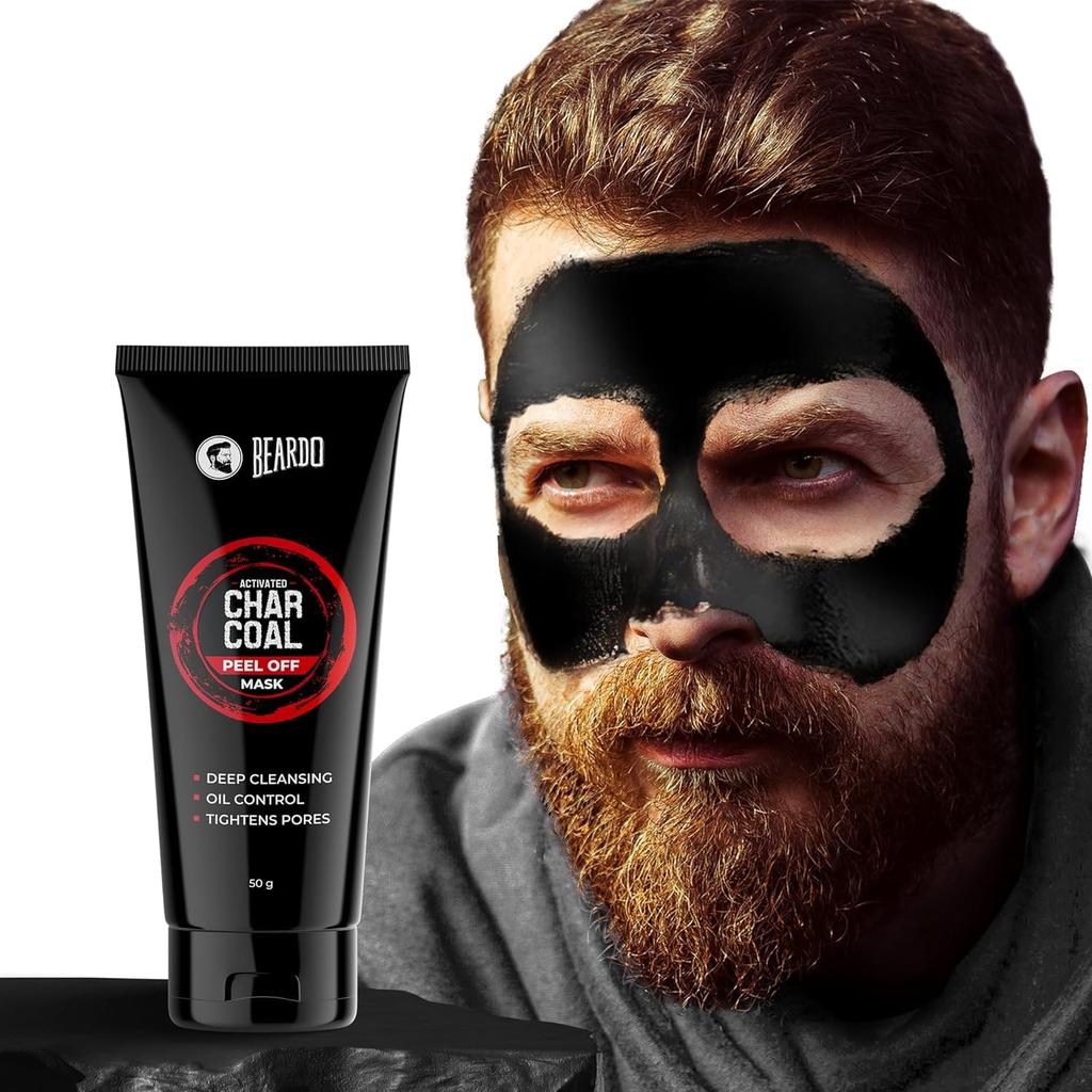 Beardo Activated Charcoal Peel Off Mask For Men 50 G Deep Cleansing Oil Control Blackhead Removal Face Mask
