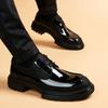 Casual leather shoes 2026 autumn British business formal thick soled high rise shiny surface trendy round toe men's shoes