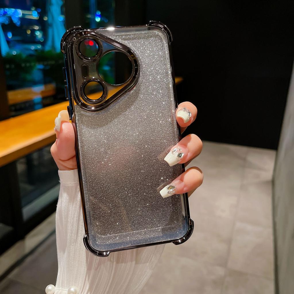 Huawei Pura70ultra Magnetic Stand HONOR 100 Electroplated Four-corner Anti-drop Gradient Glitter Phone Case