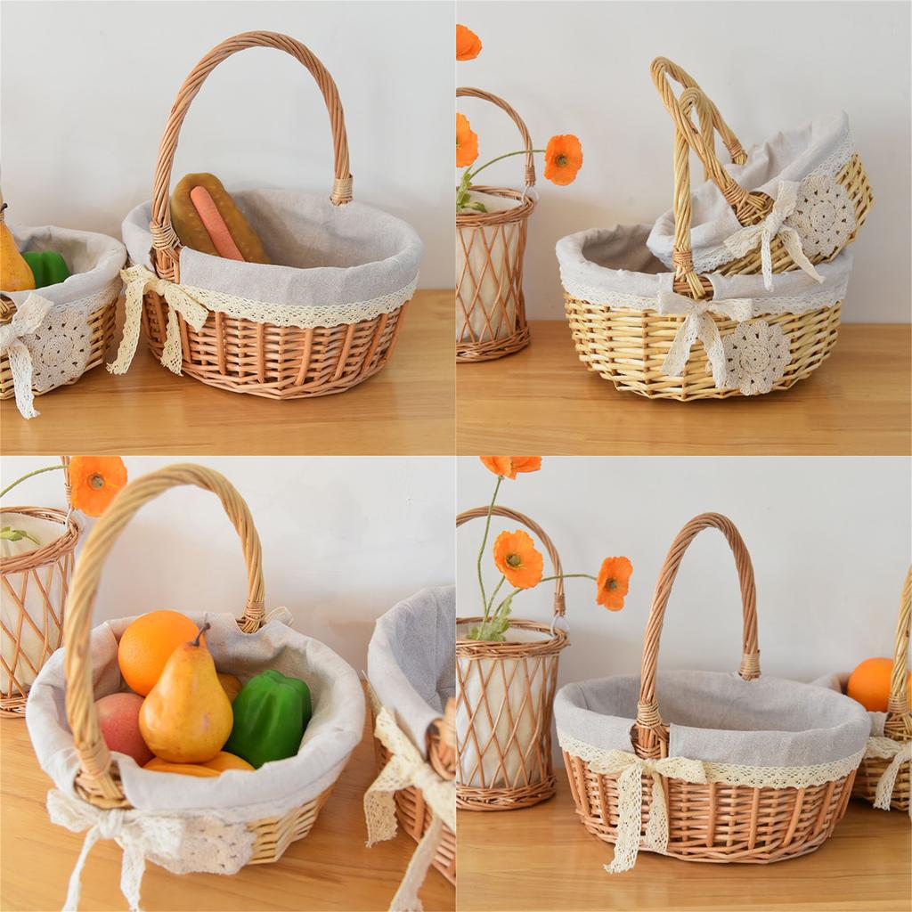 Multipurpose Willows Wicker Basket Portable for Groceries or Outdoor Activities Comfortable Handle Easy To Clean