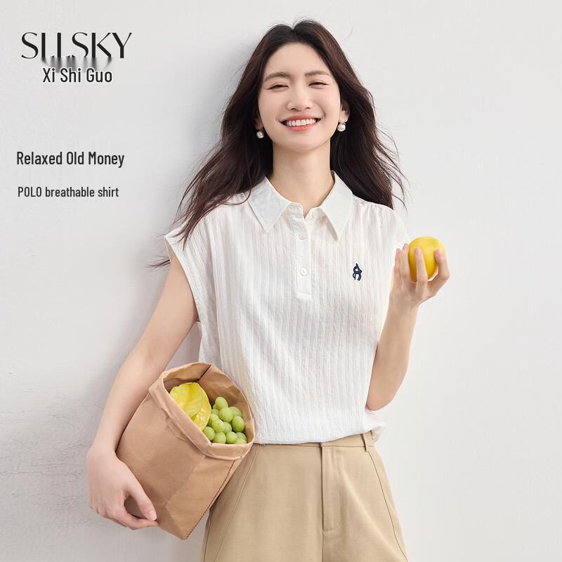 SLLSKY Women s Sleeveless Polo Shirt L