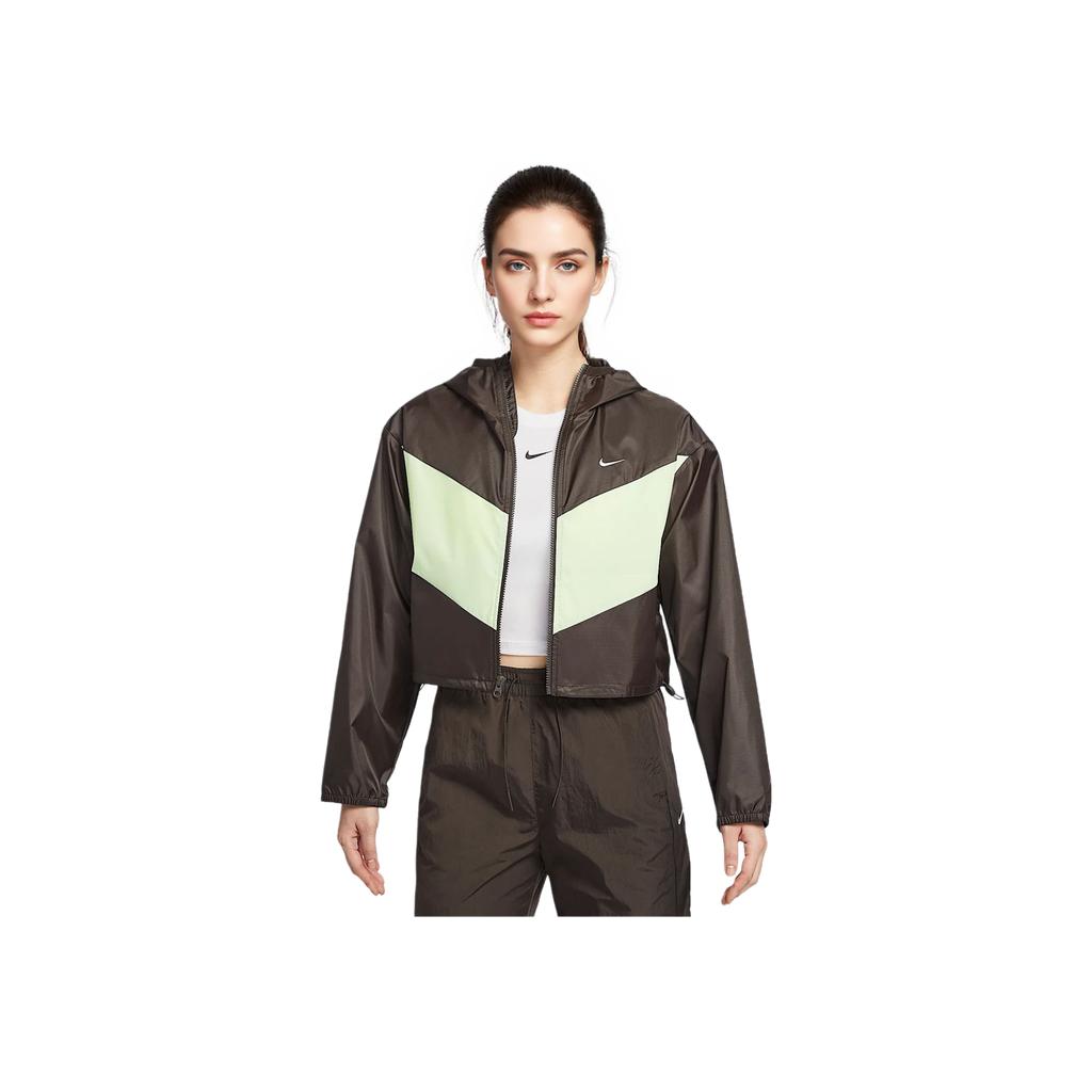 Nike Sportswear SS25 Windrunner Loose Short Hooded Long Sleeve Jacket Women Jackets Velvet-Brown Light-Yellow-Green White HJ1183-220