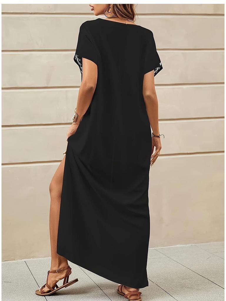 Damen Sommer Schlankmachendes Über-dem-Knie Bedrucktes Muslimisches Kleid