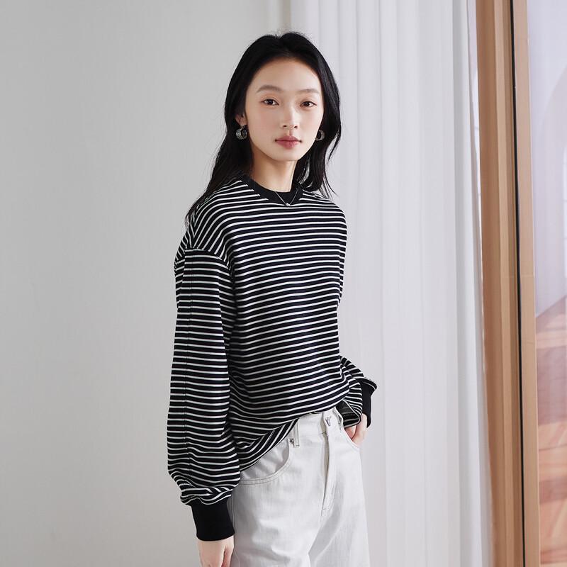 SOFSIL 2026 Spring Women's Striped Sweatshirt