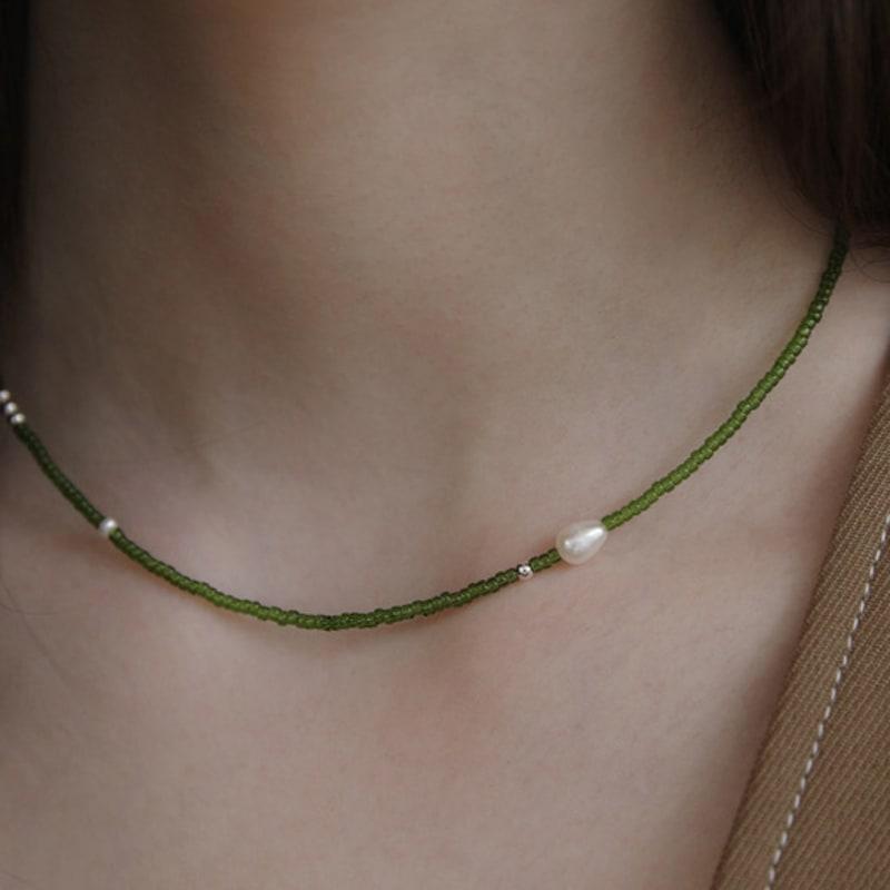 TATIANA (925 Silver) Sage Bead Necklace NZ2444