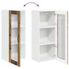 Wall Mounted Glass Cabinet LUCCA Vintage Wood Look 40 x 31 x 100 cm Engineered Wood