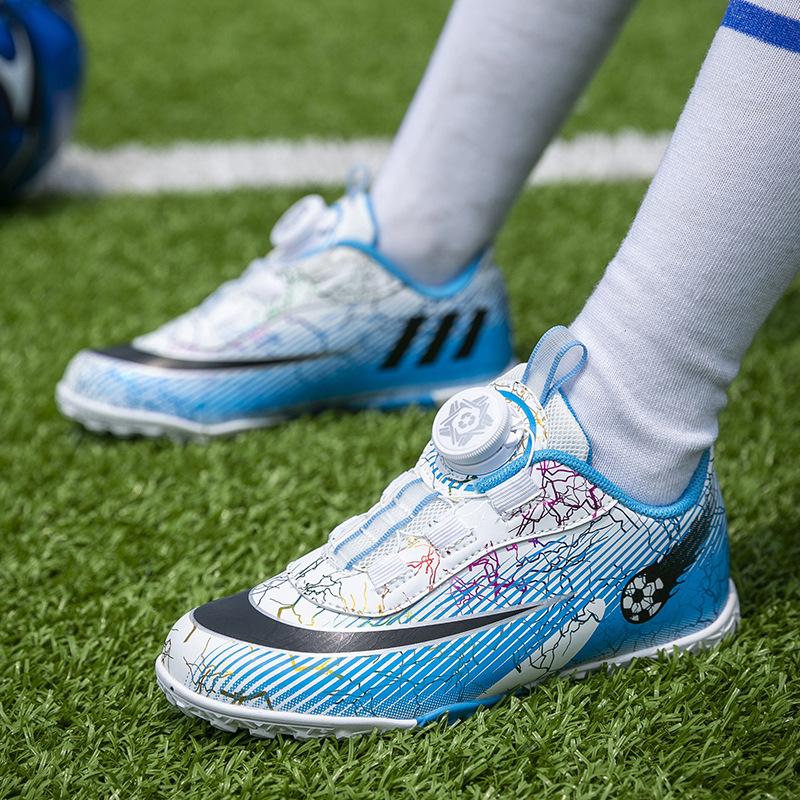 

2025 new autumn children s football shoes boys special rotating button girls primary school students tf broken nail sneakers 39