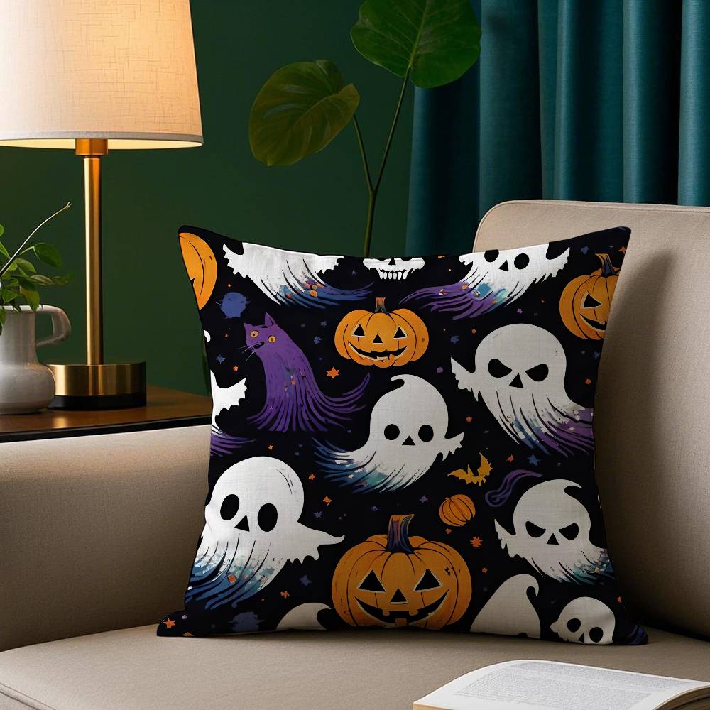 

Хэллоуин Привидение Милый Чехол для подушки Плюшевая ткань Мягкая наволочка Двусторонняя печать Накидка на подушку для дивана Декоративная подушка 12x12Inch