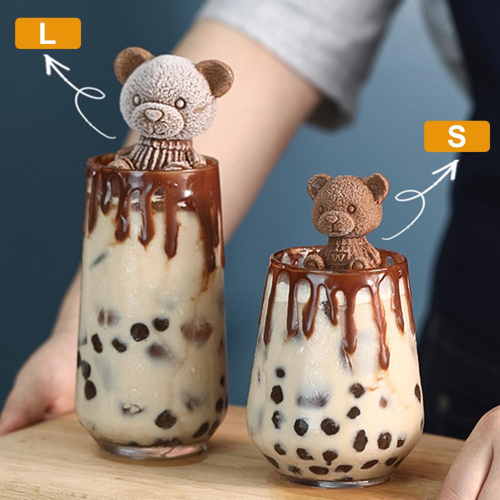 3D Cartoon Bear Silicone Ice Cube Mold Chocolate Cake Mould Tray Ice Cream Whiskey Wine Cocktail DIY Silicone Mold Kitchen Tools