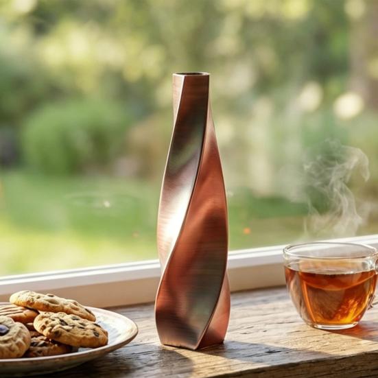 3D Printed Twisted Vase Silk-Like Minimalist Flower Arrangement Holder Nordic Style Decorative Flower Vase for Coffee Table Shelf Office Decor