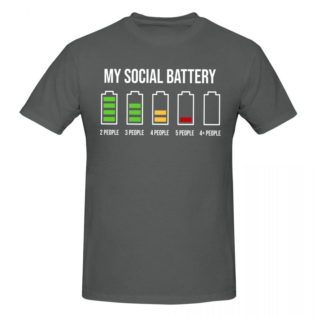 My Social Energy Battery Funny T Shirts Graphic Y2k Anime Crewneck Unisexs Wounisex T Shirt Tops