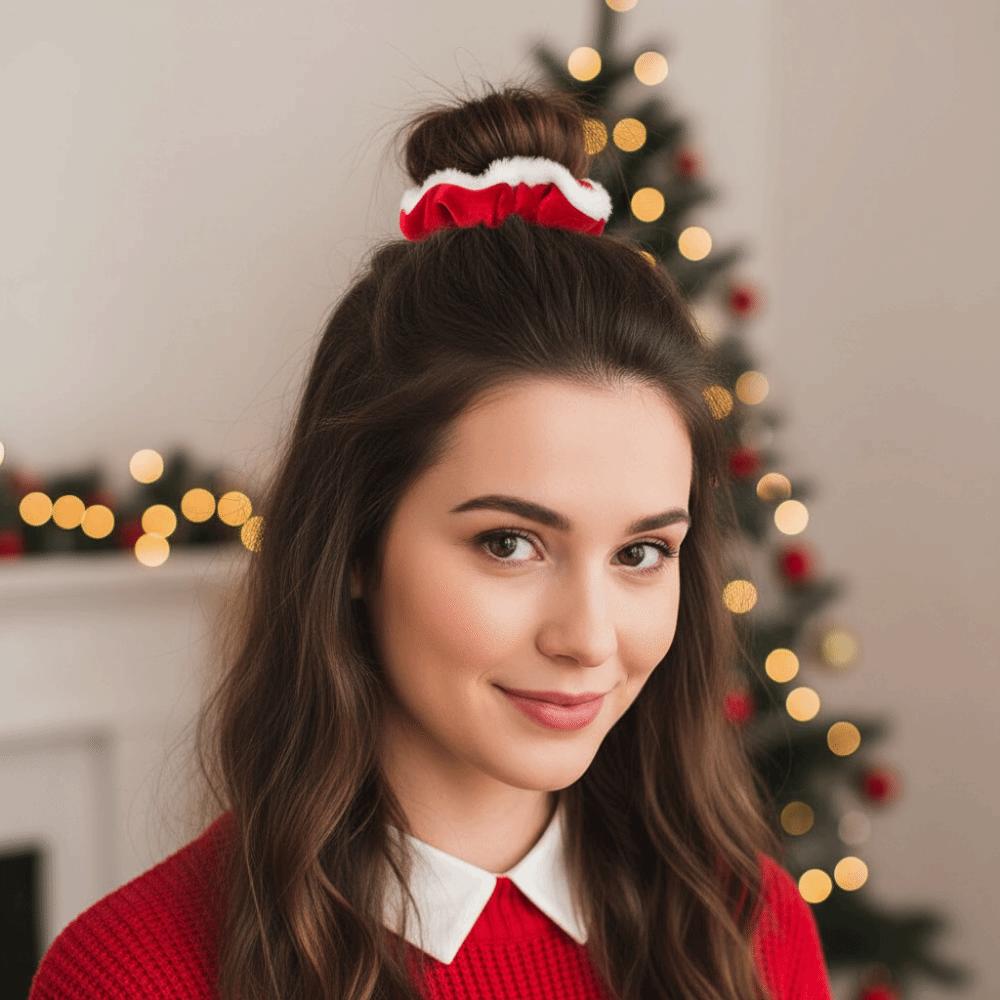 Soft Christmas Velvet Hair Scrunchie Elastic Hair Ties Hair Ring Plush Hair Bands Holiday