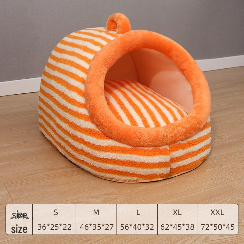 Four Seasons Semi-Closed Dog Bed: Cozy Winter Warmth for Pets