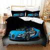Sportwagen Bettbezug 3D Rennwagen Bedrucktes Bettwäscheset Queen King Size mit Zwei Kissenbezügen Herren Cool Polyester Für Bettdeckenbezug