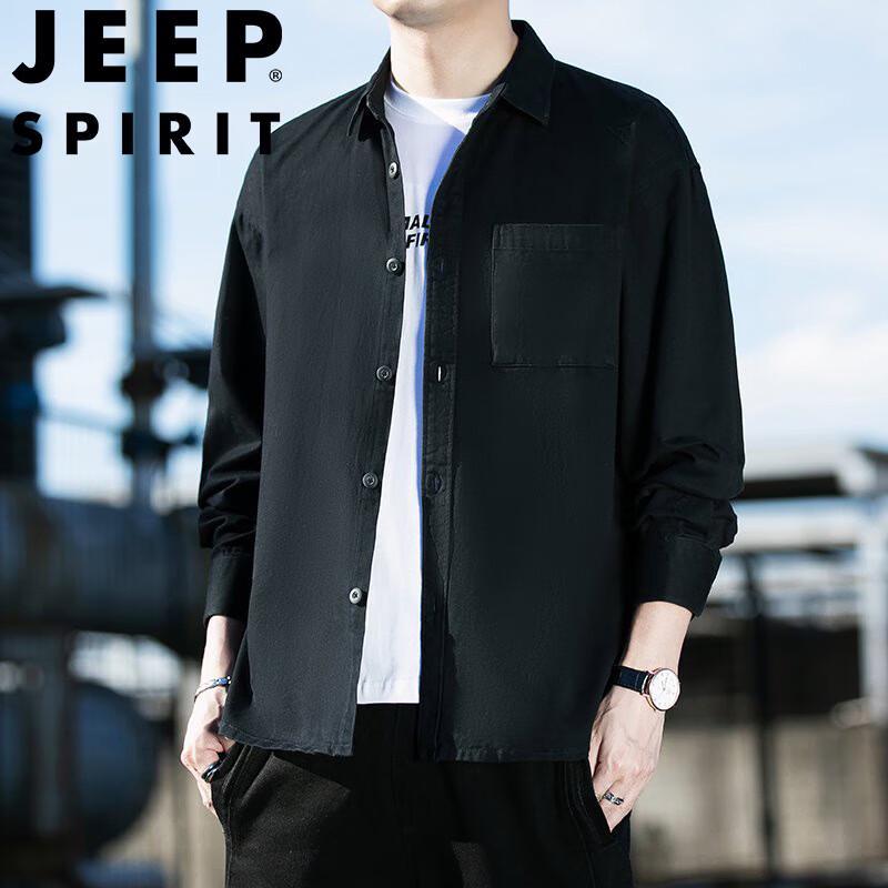 JEEP SPIRIT Men's Turn-Down Collar Workwear Shirt Jacket