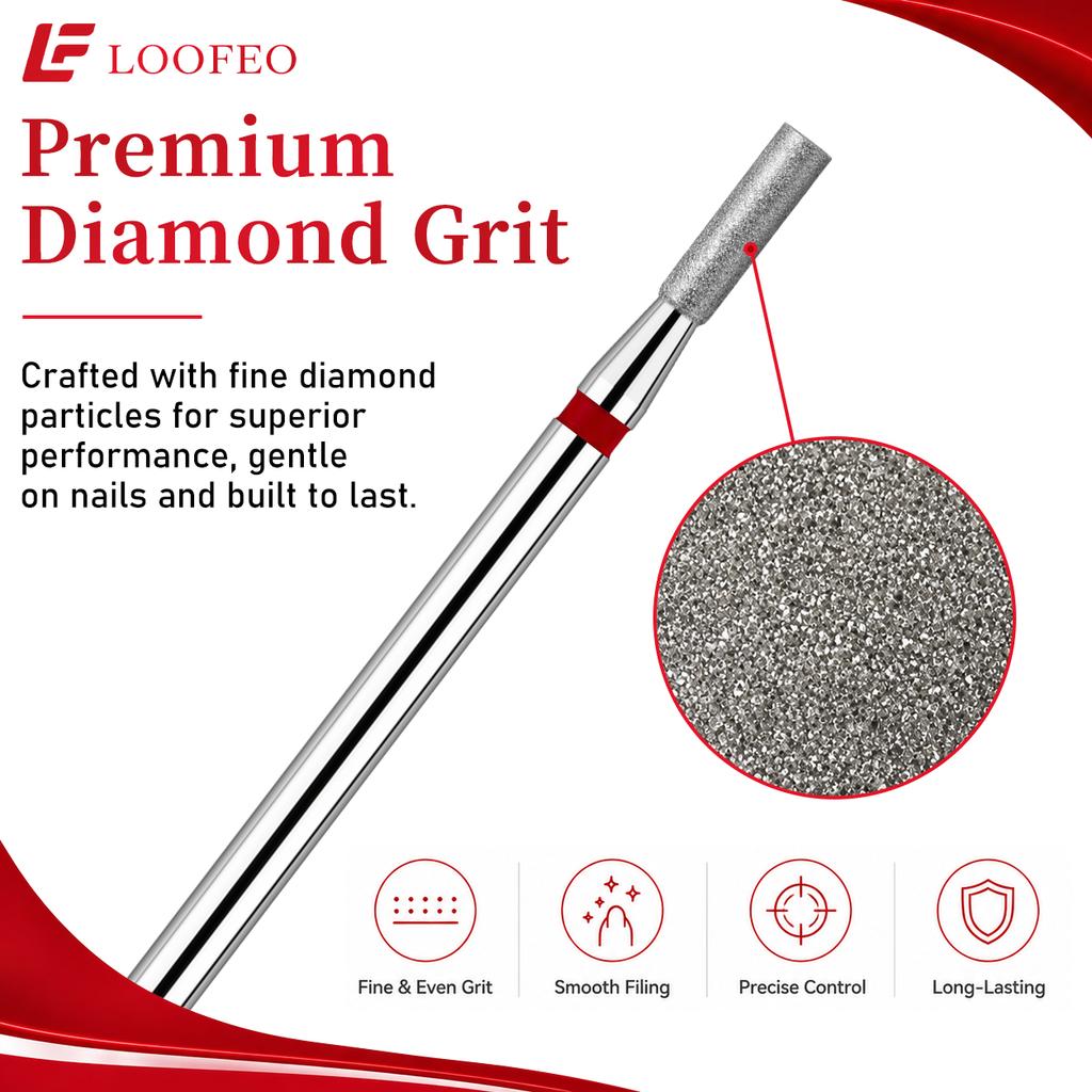 Cylindrical Bit Diamond Nail Drill Bit Set 10Pcs Nail Milling Cutters for Nail Surface Shaping Dead Skin Removal Fine Grinding Nail File Sets Home