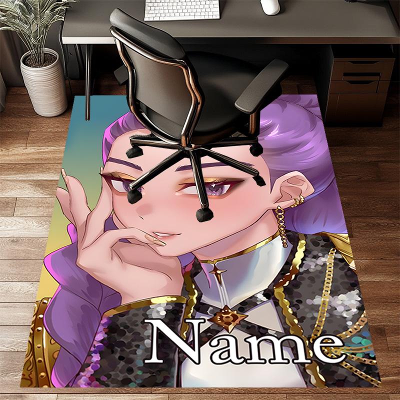 Custom KPop Demon Hunters Mat Personalized Name, Polyester Washable Indoor Entryway Rug, Gift for Christmas, Easter, Thanksgiving Day