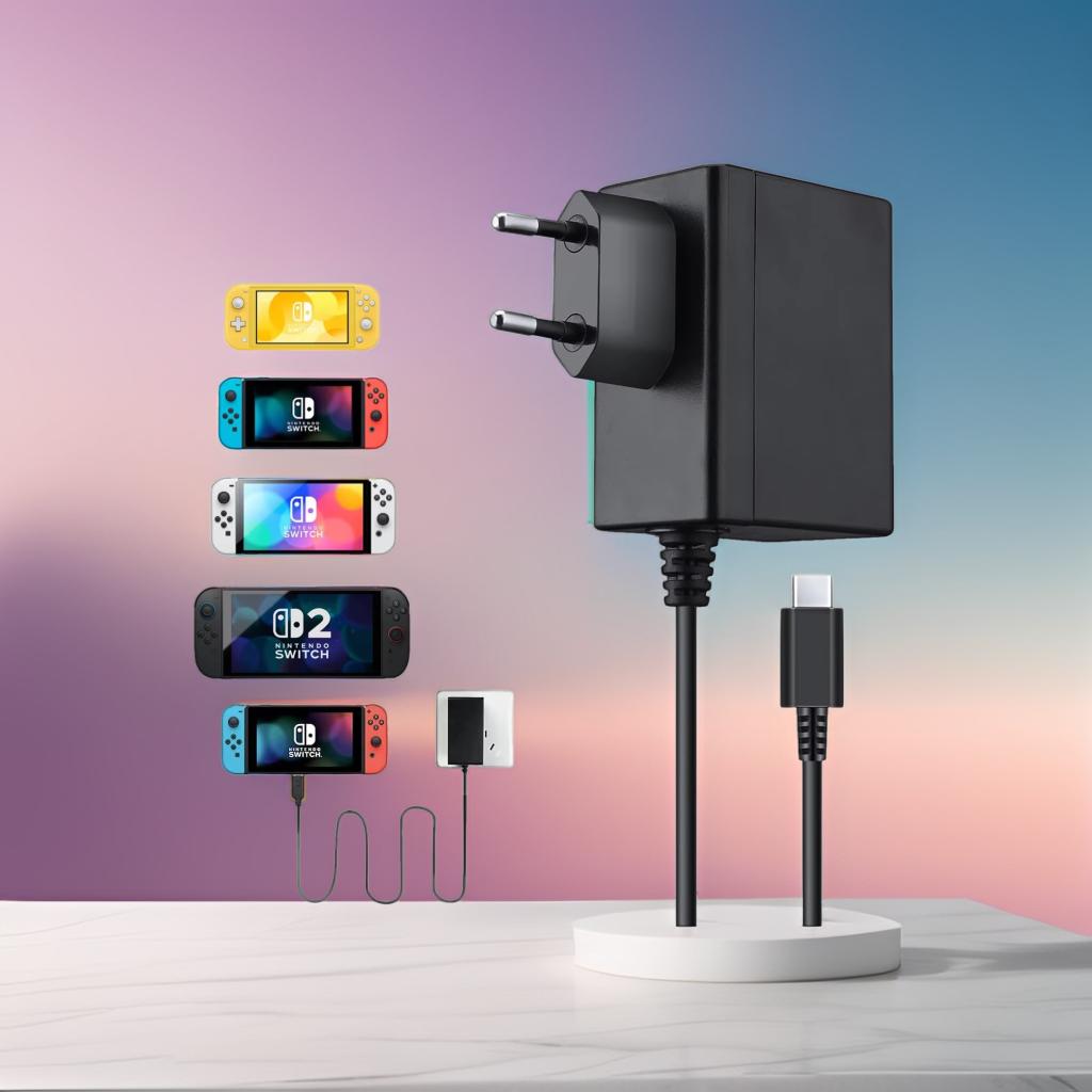USBC Power Adapter Fast GaN Charger For Switch 2 /Switch /OLED /Lite, Power Supply For NS2 NS Support Switch TV Dock 15V 2.6A 3A