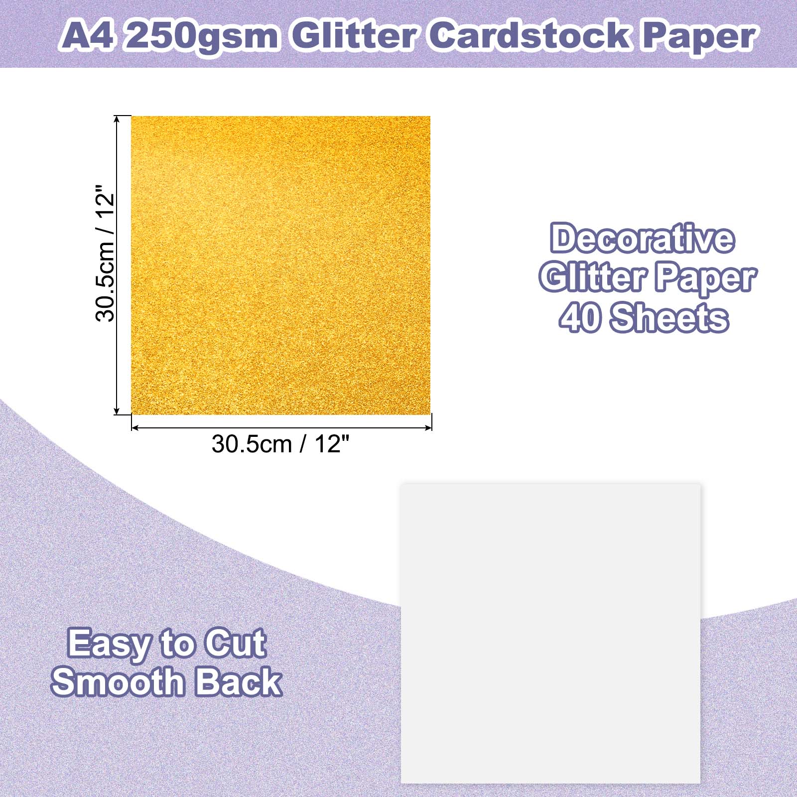 

40Sheet Colorful Glitter Cardstock 12Inch Decorative Glitter Paper Card Stock Shiny Scrapbook 250gsm Sparkly Paper Large Shimmer золотой