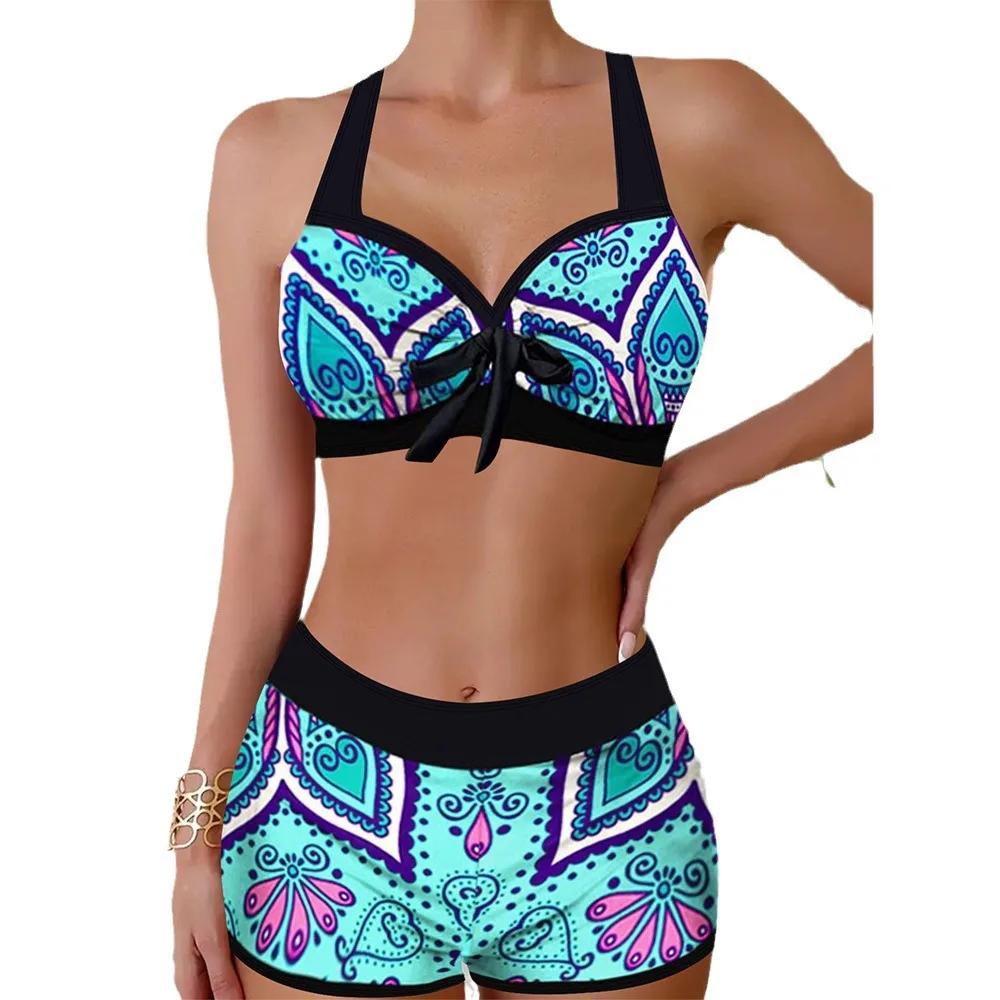 Neuer Damen Bikini mit geometrischem Druck, separater Badeanzug, elegant, modisch, Damen-Strandbekleidung