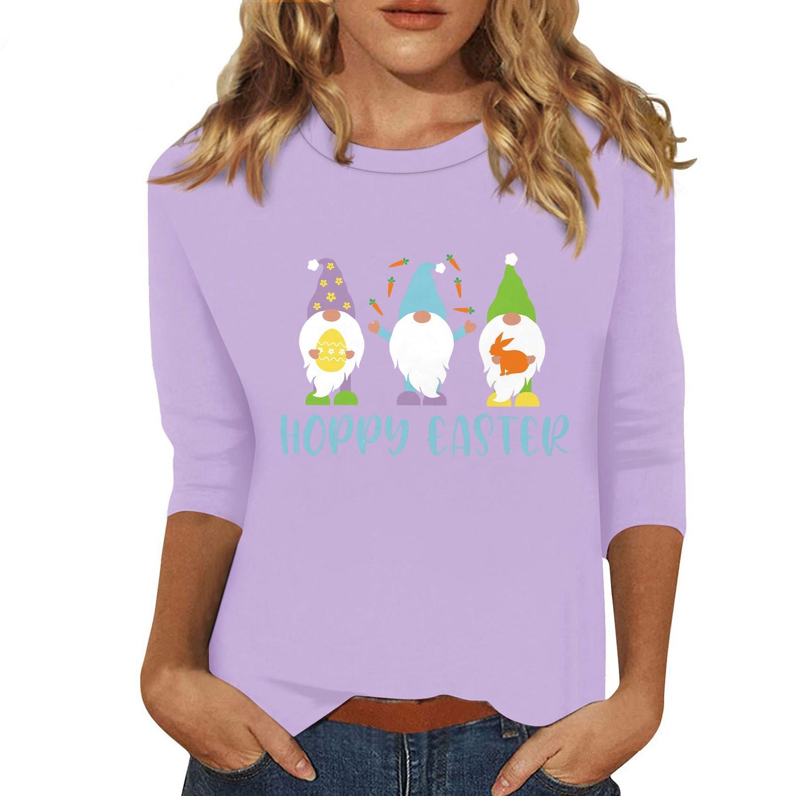 

Женская мода повседневная три четверти рукава с принтом пайеток круглый вырез топ L бежевый