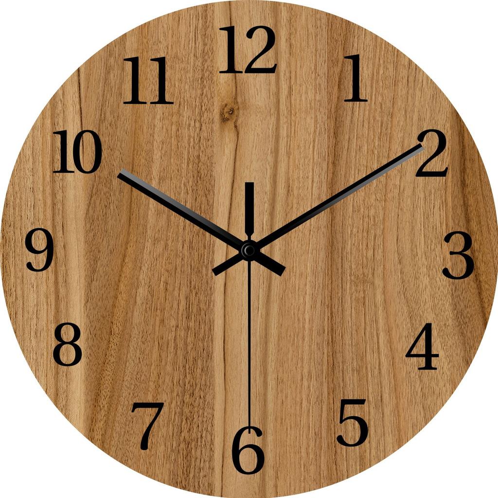 Kreatywny Zegar Cyfrowy MDF z Imitacją Drewna Prosty Skandynawski Modny Dekor Cichy Okrągły Salon