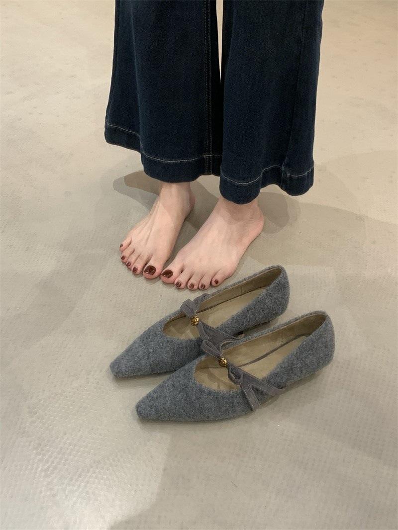 

Gray velvet thick heel single shoes women s shoes season temperament bow commuter high heels 40 сірий колір