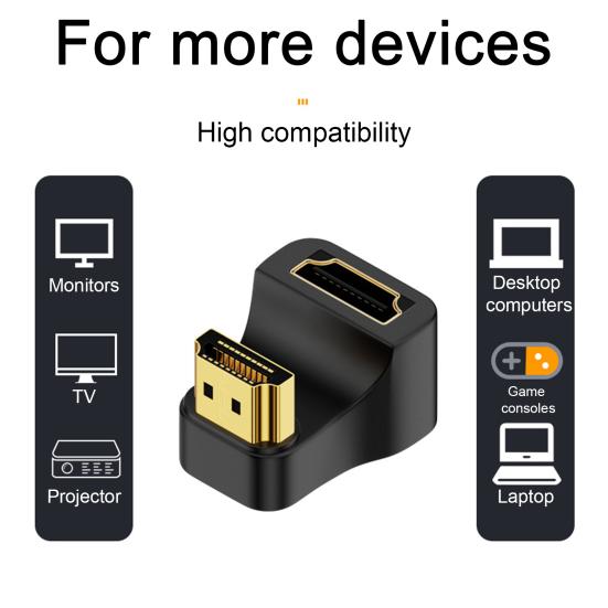 Adapter HDMI-compatible Male To Female 180 Degree Adapter 8k@60hz HD Output Portable No Delay Plug And Play Converter with Indicator Light