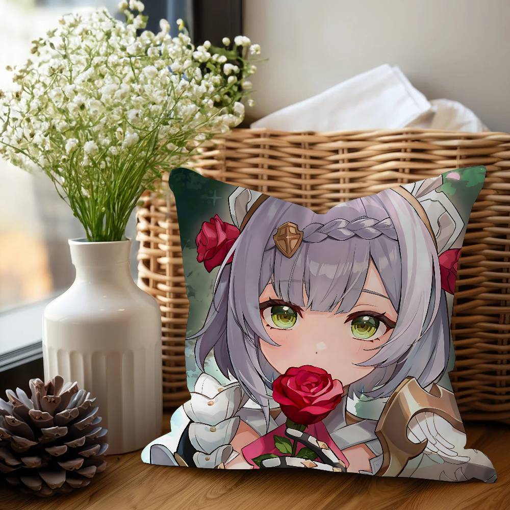 Genshin Impact N-Noelle Cushion Cover Car Throw Pillow Case For Sofa Car Christmas Gift 40x40cm 45x45cm