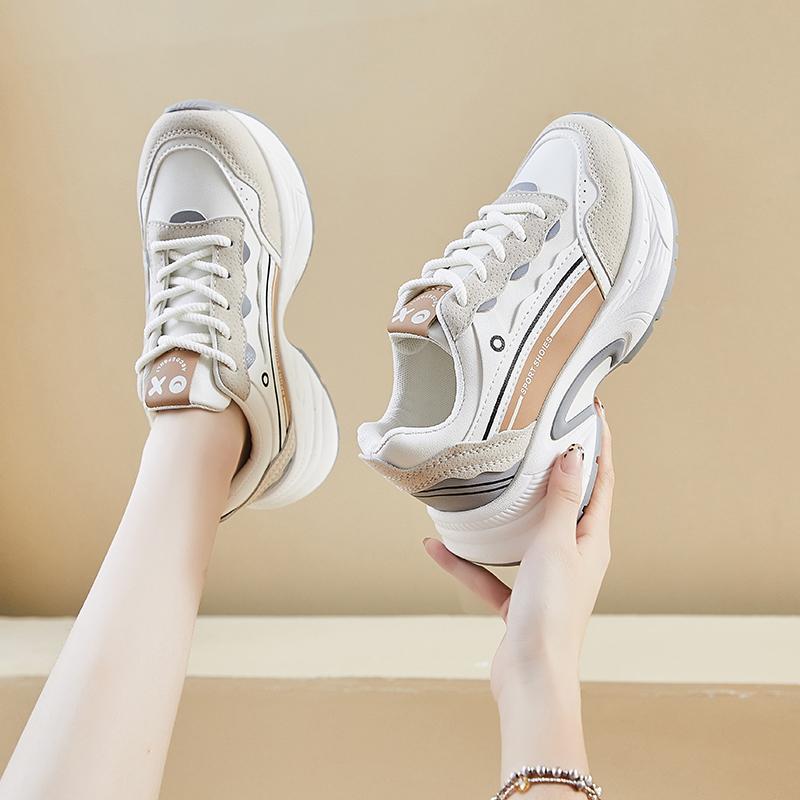 

мода 2024 Осенняя мода Новые женские однотонные повседневные кроссовки на шнуровке простые дышащие 40