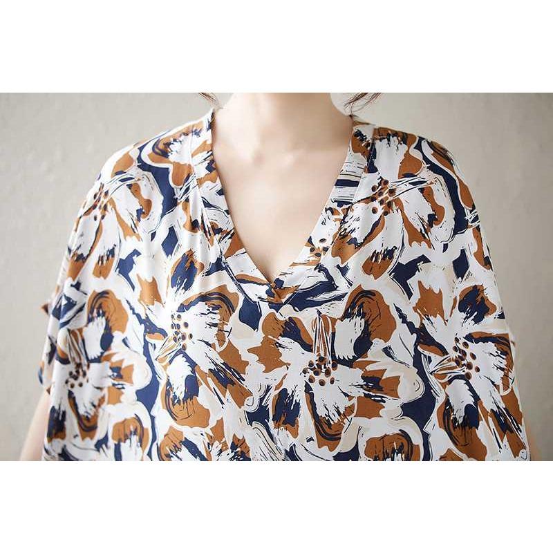 V-Neck Floral Skinny Vintage Long Skirt