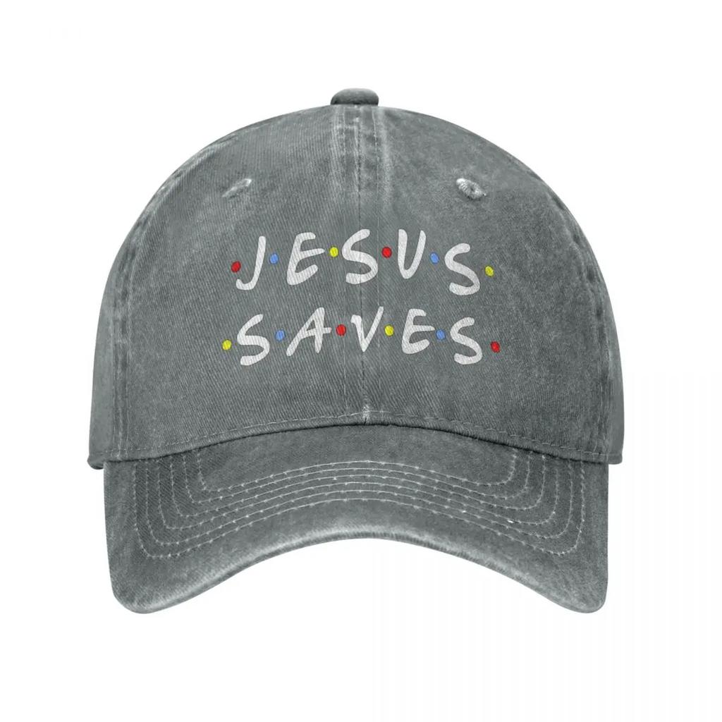 Retro Jesus Saves Christ Baseball Caps Men Women Distressed Washed Headwear Outdoor Workouts Caps Hat