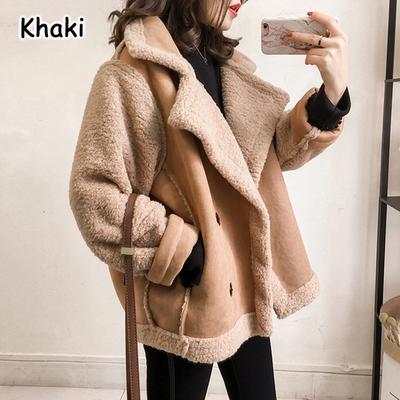 Γυναικείο Lamb Wool Winter Jacket Κορεατική έκδοση Loose BF Style Fur One Plush Jacket Motorcycle