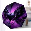 1pc Purple Heart with Wings Umbrella with Plastic Handle,Compact & Stylish,Cartoon Pattern,Outdoor UmbrellaPT438