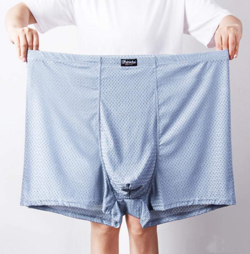 2XL-13XL Boxer Short Men Microfiber Briefs Underwear Stretch Mesh Ice Silk Boxers Breathable Comfortable Thin Mens Underwear