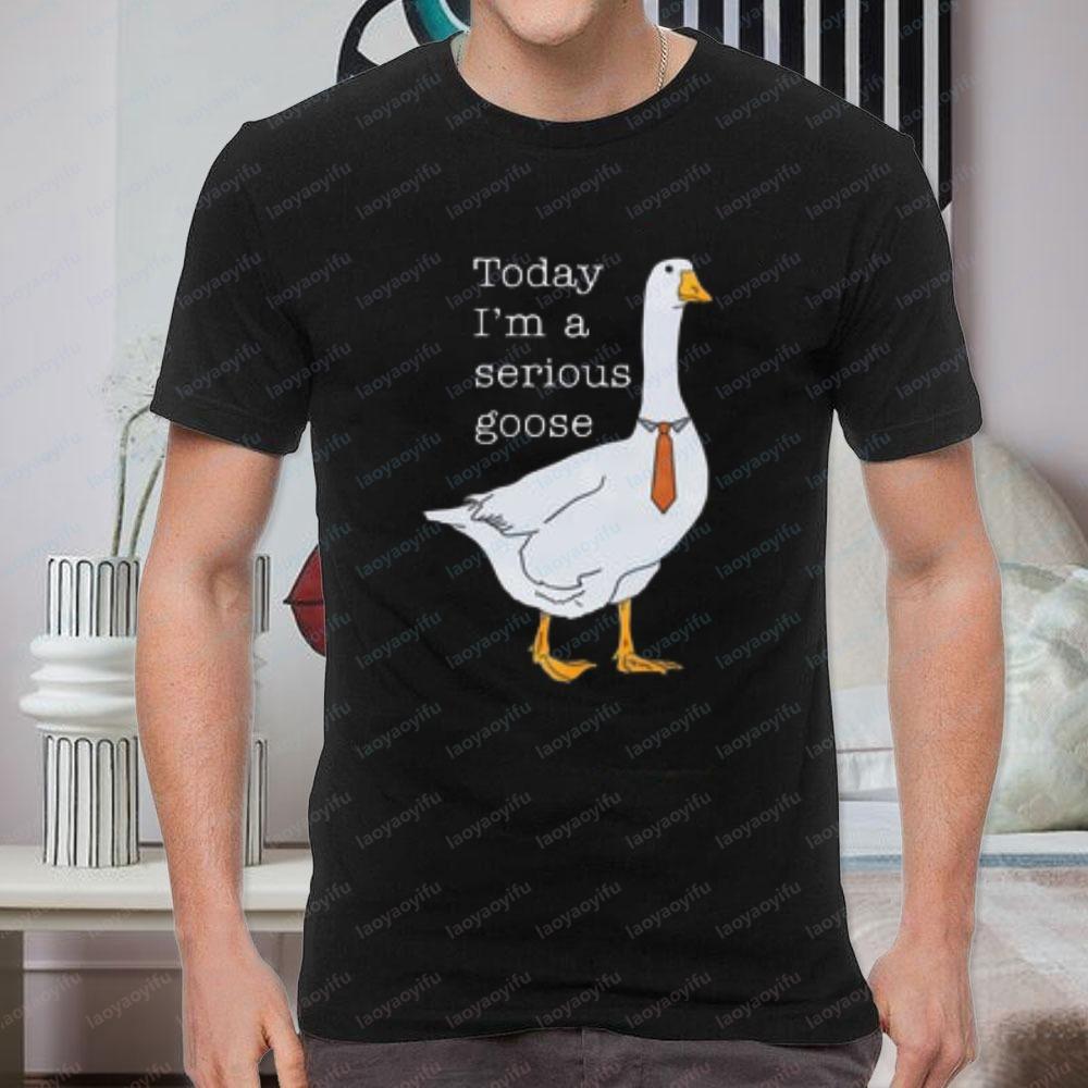 

Today I m A Serious Goose Hilarious Serious Goose Cotton Tee Funny Office Goose Graphic T-Shirt for Men Summer Vintage Camisetas 5XL різнокольоровий
